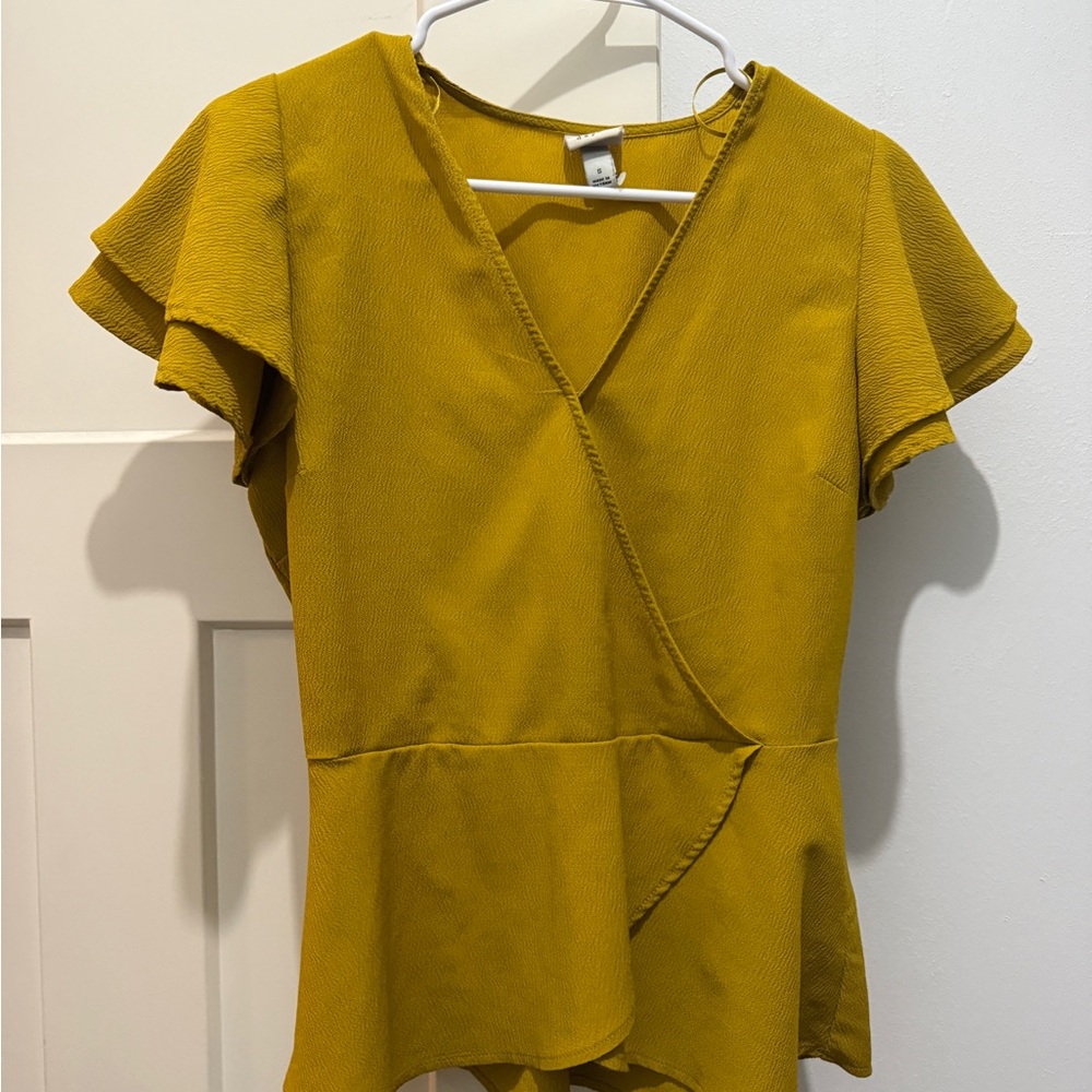 a new day Mustard Yellow Wrap Top